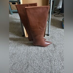 NIB Seychelles Rose Leather in Tan over the Knee Boots